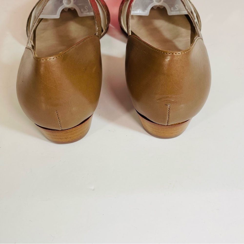 Vaneli Italian Vero Cuoio Leather Vintage Tan Flats/Small Heel Size 8 - Picture 6 of 11